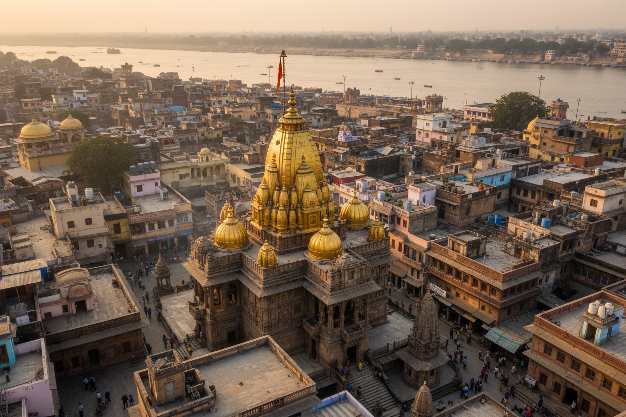 Ariel view of Vishwanath Temple Varanasi